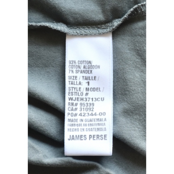 JAMES PERSE WOMEN NWT V-NECK DROP SHOULDER L/S COTTON ARSENIC TOP. SIZE 1 (S) - Picture 10 of 11